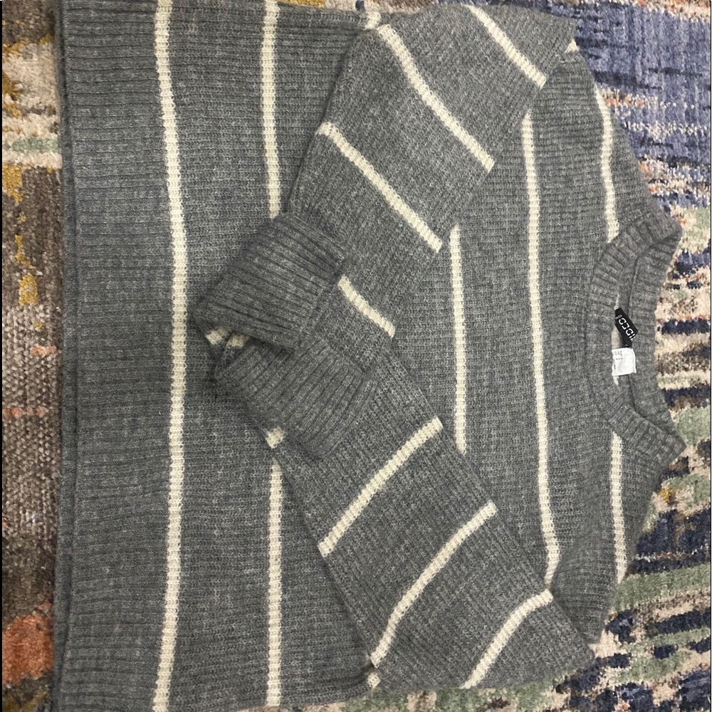 Cute gray and white striped sweater